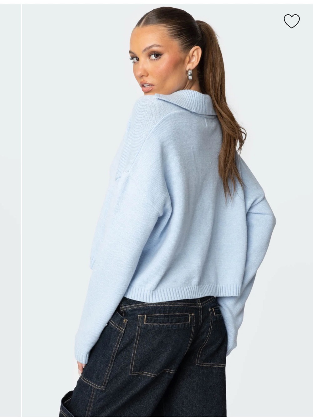 NWT Edikted Marcie Oversize Cropped Sweater Light Blue Size S - Picture 2 of 4